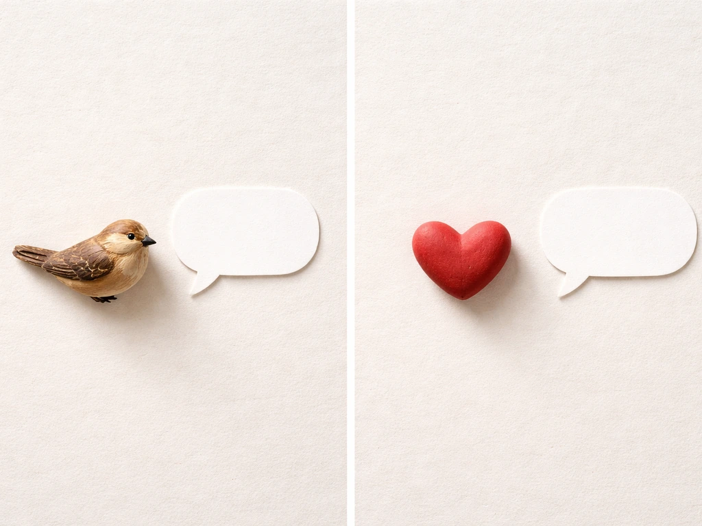 Split image showing bird icon for literal meaning and heart icon for slang meaning
