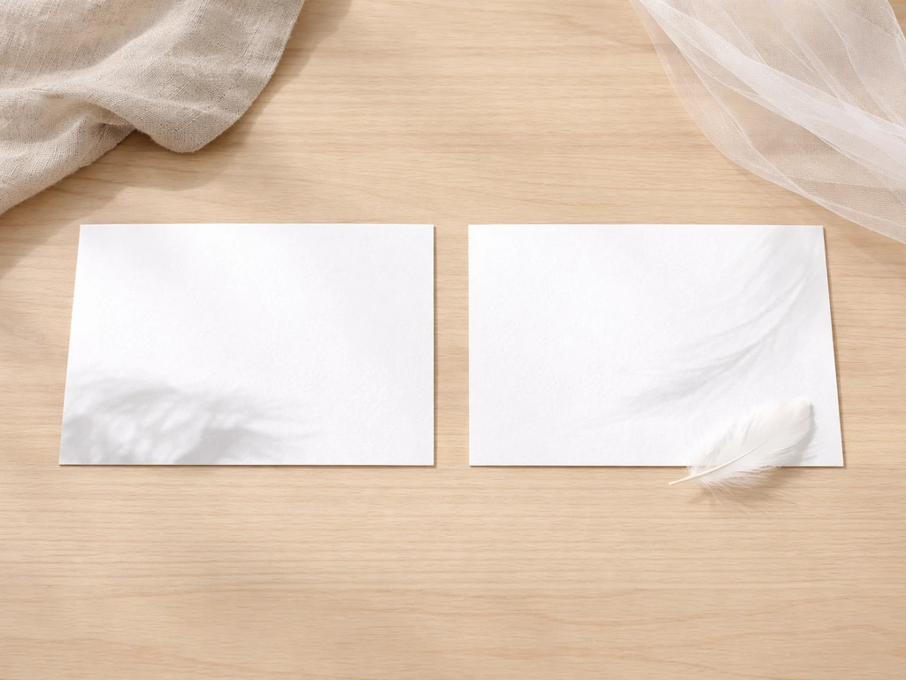 Minimal desk scene showing two simple cards with flying and sore-like cues, side-by-side for phrase mix-up.