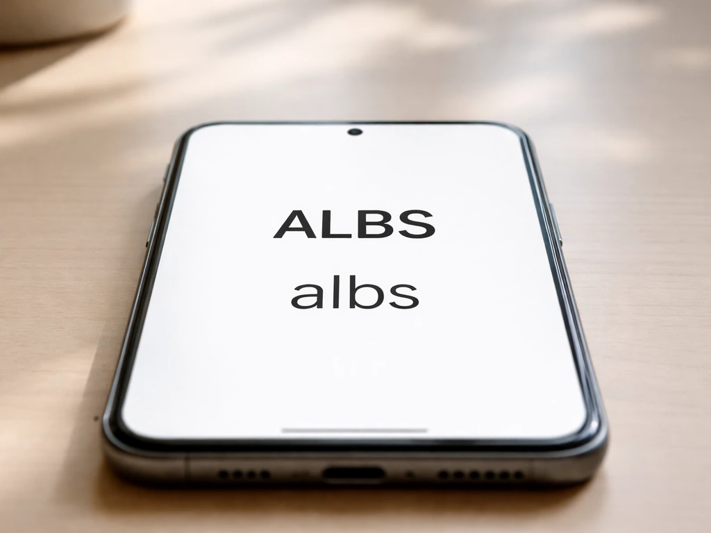 Close-up of a phone screen showing two casing styles: ALBS in uppercase and albs in lowercase.